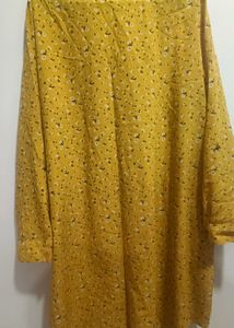 Sztori Mustard Floral Print Pathani Kurta