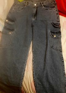 Women&#39;s New Wide Leg Cargo Denims