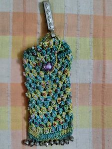 Handmade Beaded Crochet Bag with Jingle Bells