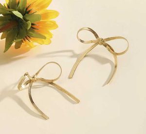 Gold Bow Drop Earrings
