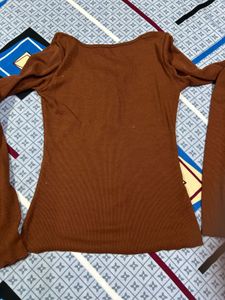 Brown Long Sleeve Top