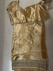 Golden Saree & Blouse Set