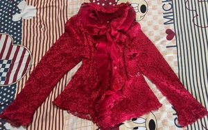 Y2K RED LACE TOP/SHRUG
