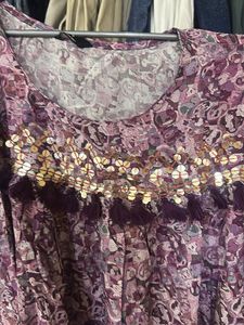 Embroidered Purple Kurta Dress