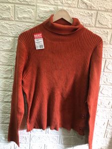 Rust Ribbed Turtleneck Sweater👜🕶️