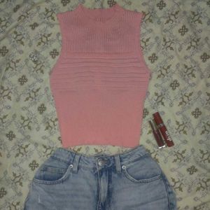 Sleeveless Pink Knit Top