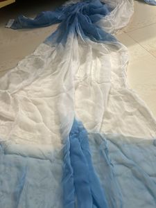 White N Blue Chiffon Big Stole
