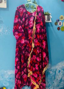 Floral Anarkali Suit With Duppata