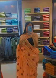 Floral Printed Pink Saree