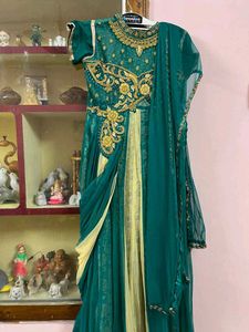 Green & Gold Embellished Anarkali