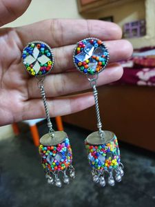 Boho Beaded Mirror Earrings