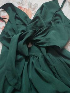 Green Back Knot Stylish Frock