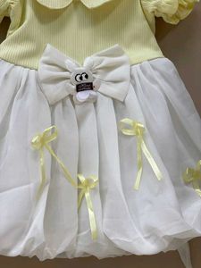 🆕️Cute Yellow &amp; White Dress For 2year Girl