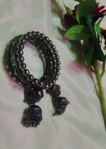 Elegant Black Metal Bangles Set with Traditional J