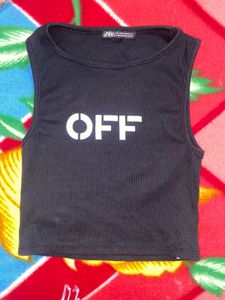 ZARA Black Tank Top With OFF Print