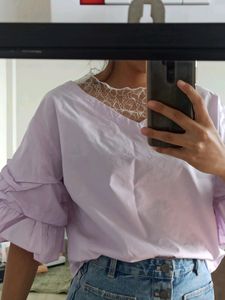 Lavender Ruffled Korean Style Top