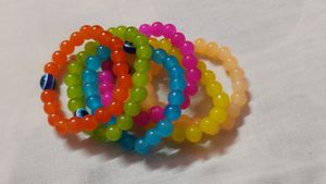Colorful Beaded Bracelets with Evil Eye Detail (Se