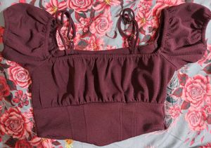 Burgundy Crop Top