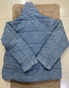 Longline tie front Denim Quilted Jacket