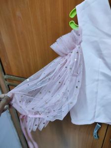 Pink Starry Mesh Sleeves Top