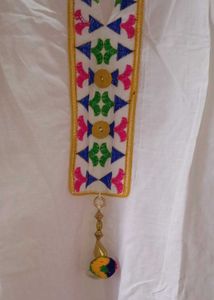 New Unused Rajasthani White Embroidered Kurta Set