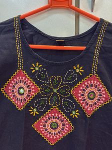 Black Embroidered Kurta Dress