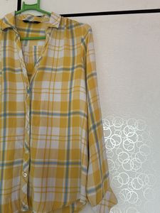 Checkered Yellow Shirt For Women