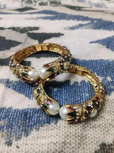 Pearl &amp; Stone Bangles (Set of 2)
