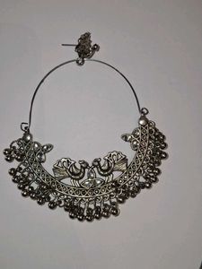 Boho Silver Jhumka Earrings With Free Broch