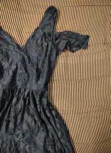 Navy Lace Cold Shoulder Dress