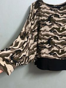 Camouflage Top in Olive-Toned Camo