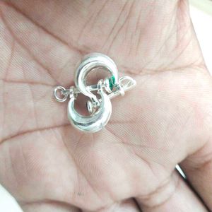 Pure Silver Green Dimond Bali Stud Earrings