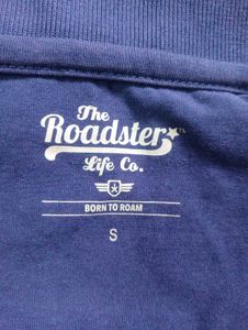 Navy Cropped Polo Collar Top