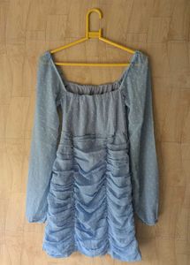 Blue solid sheath dress