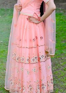 Peach Embellished Lehenga