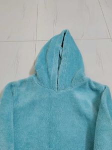 Cozy Blue Fuzzy Cat Hoodie