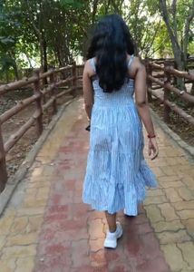 Striped Tiered Midi Dress