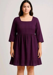 Purple Square Neck Dress