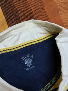 Turtle Brand Men Yellow Striped Casual Polo Tshirt