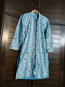 Women Blue Silk Embellished Ethnic Jacket