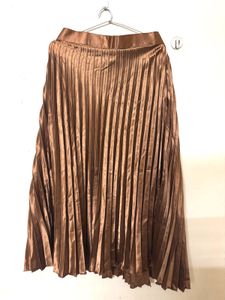 Pleated Metallic Gold Skirt