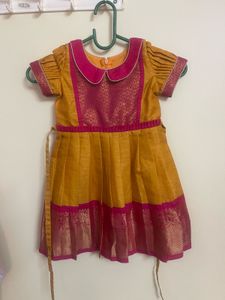 Never Worn Ethnic Banaras Pattu  Baby Girl Dress