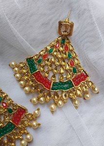 MULTI COLOURED KUNDAN &amp; PEARLS CHANDELIERS 🎀