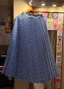Accordion Blue &amp; White Maxi Skirt