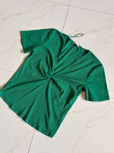 ZARA Green Knotted Top