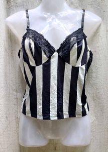 I. Striped Lace Cami Top