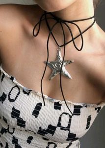Star black string pinterest necklace