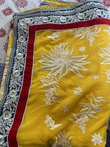 New Beautiful Mustard Coloured Saree For Wedding