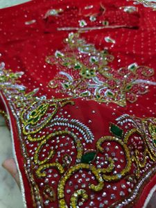 Red ♥️ Beautiful 😻 Daimond Work Saree With Blouse
