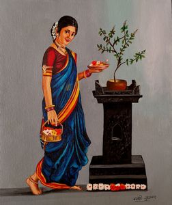 Indian Woman Praying Painting